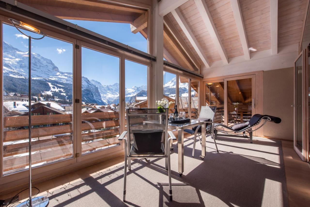 Chalet Schneehoren Penthouse Wengen Bagian luar foto