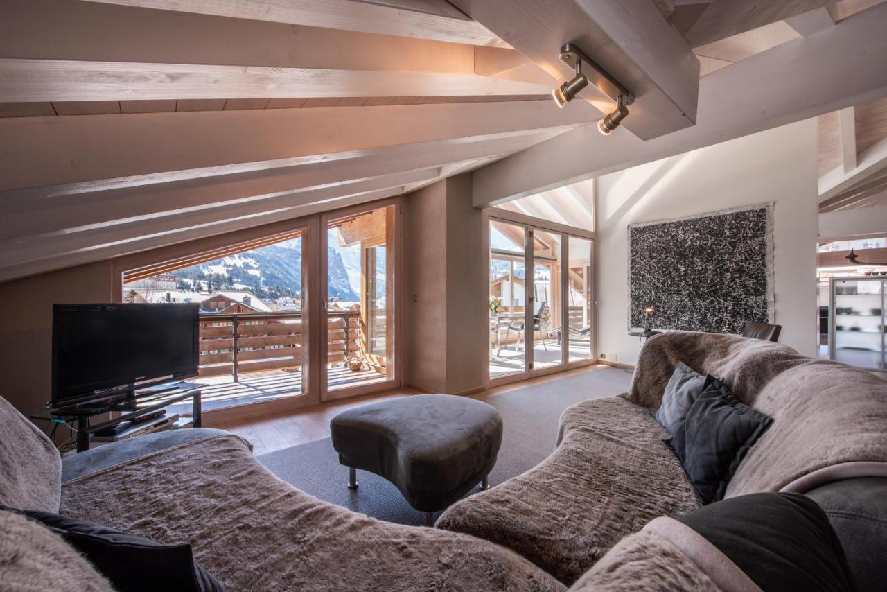 Chalet Schneehoren Penthouse Wengen Bagian luar foto