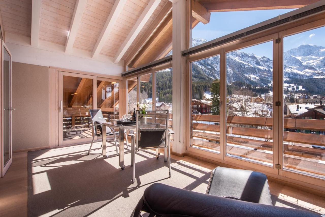 Chalet Schneehoren Penthouse Wengen Bagian luar foto