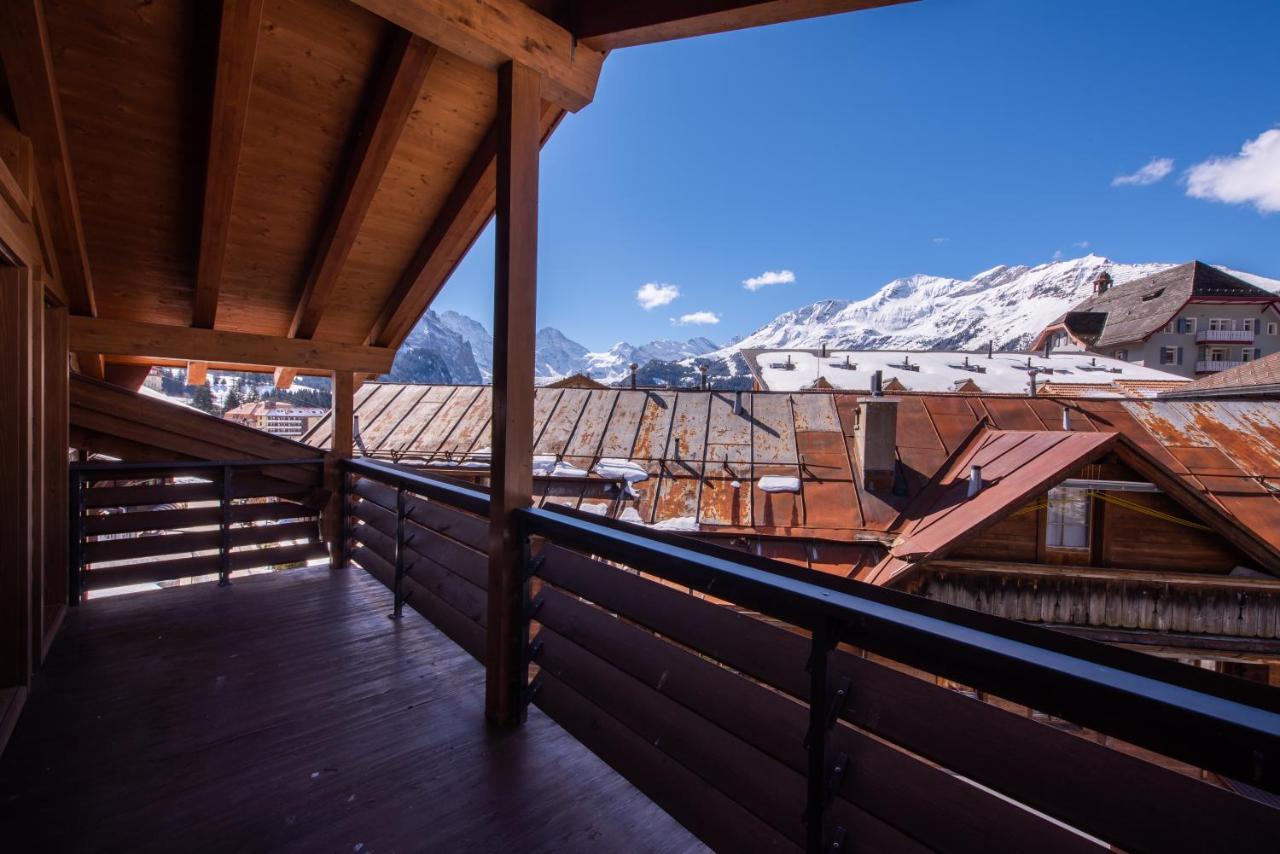 Chalet Schneehoren Penthouse Wengen Bagian luar foto