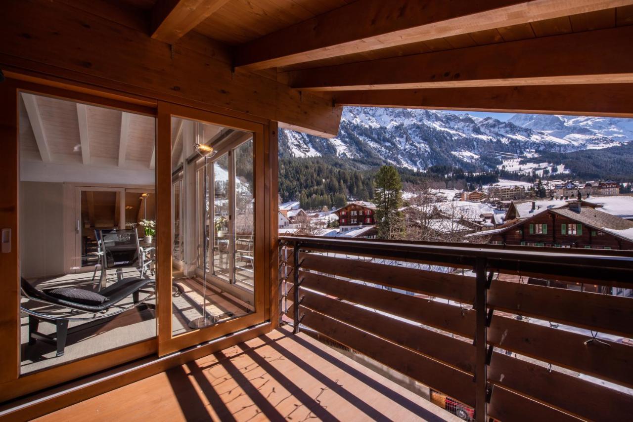 Chalet Schneehoren Penthouse Wengen Bagian luar foto