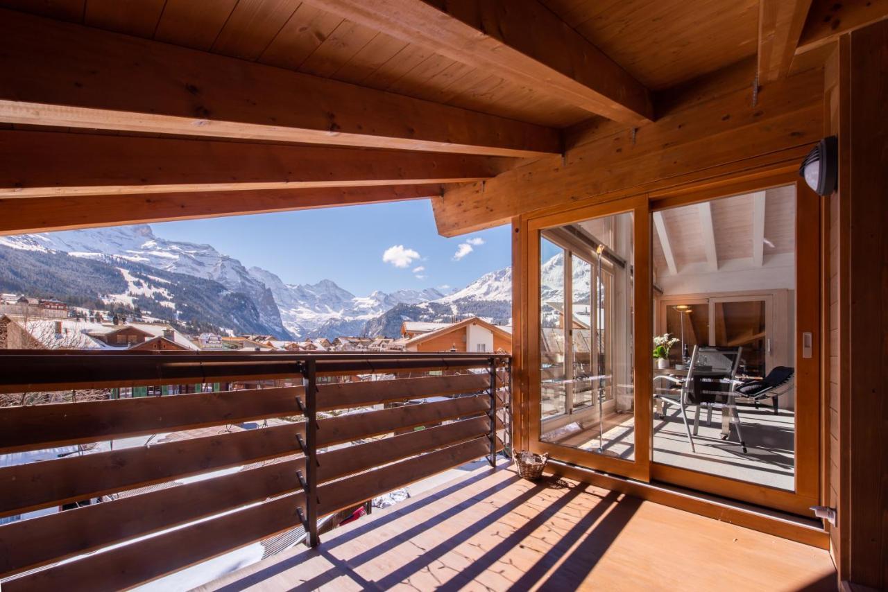 Chalet Schneehoren Penthouse Wengen Bagian luar foto