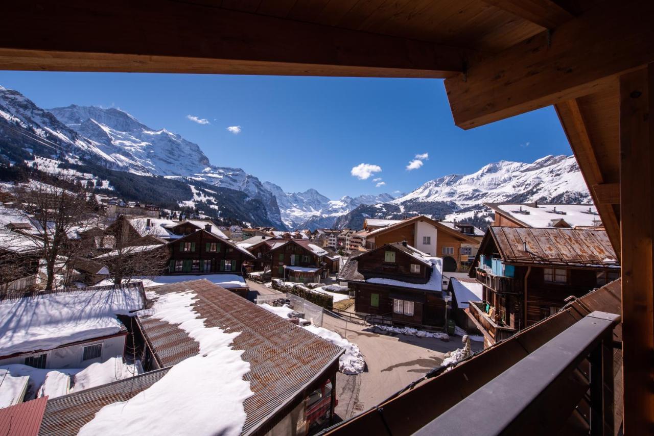 Chalet Schneehoren Penthouse Wengen Bagian luar foto