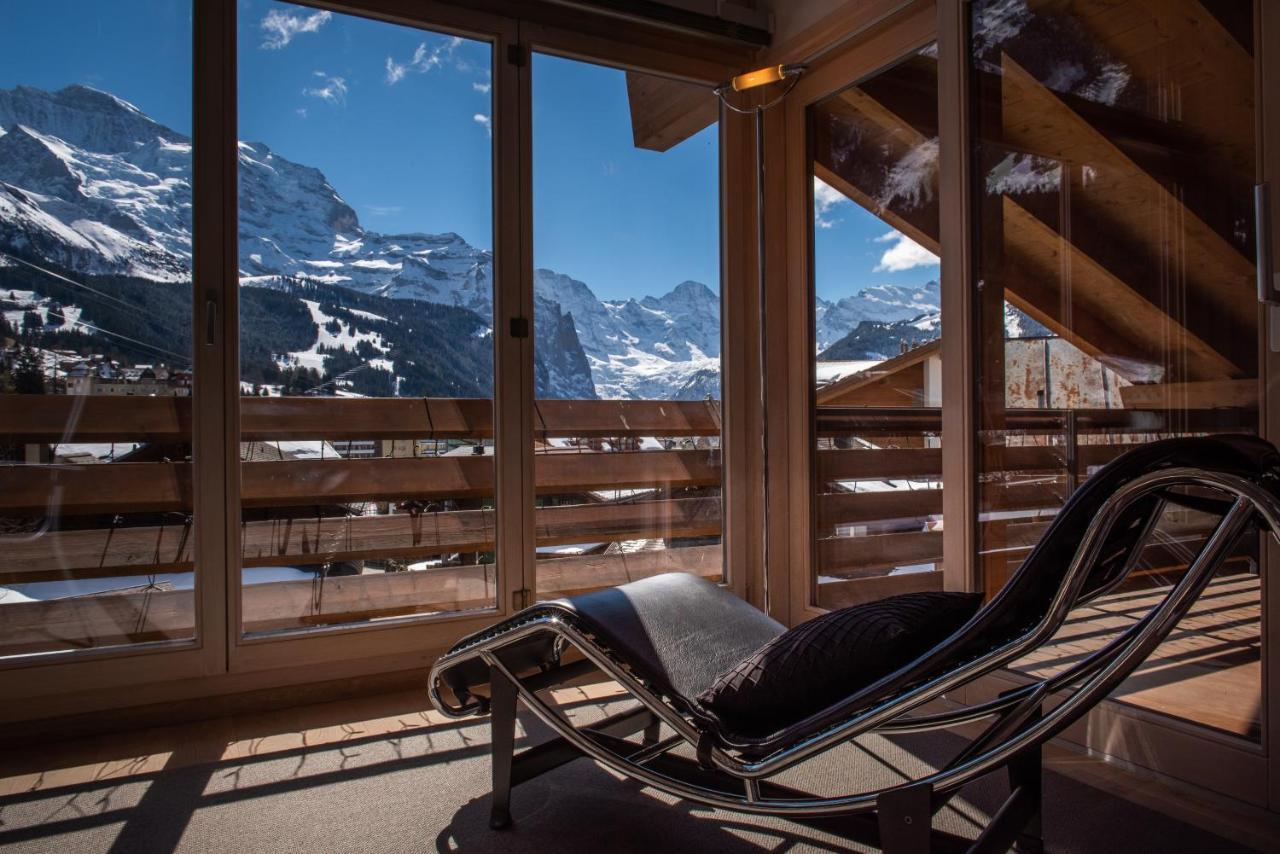 Chalet Schneehoren Penthouse Wengen Bagian luar foto